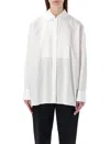 Golden Goose Oversized White Cotton Shirt With Pleated Bib And Jewel Buttons In White