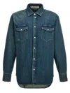 Golden Goose Men's Journey Dirty Wash Denim Shirt In Blue