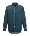 Golden Goose Men's Journey Dirty Wash Denim Shirt In Blue