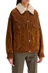 Golden Goose Journey Suede Jacket With Removable Collar In Brown