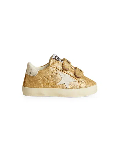 Golden Goose Baby Girl's School Laminated Suede Star Sneakers In Gold