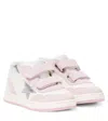 Golden Goose Baby June Leather Sneakers In White/pink/silver