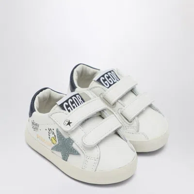 Golden Goose Baby Old School Sneakers In White/light Blue/navy