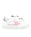 Golden Goose Baby School Leather Sneakers In White