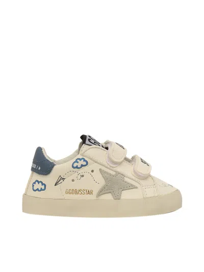 Golden Goose Baby School  Nappa Upper Suede Star Leather Heel In White