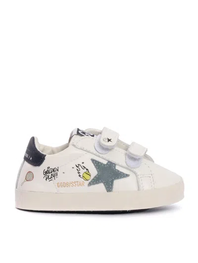 Golden Goose Kids' Baby School Nappa Upper With Prints Suede Star Leather Heel Sneakers In White