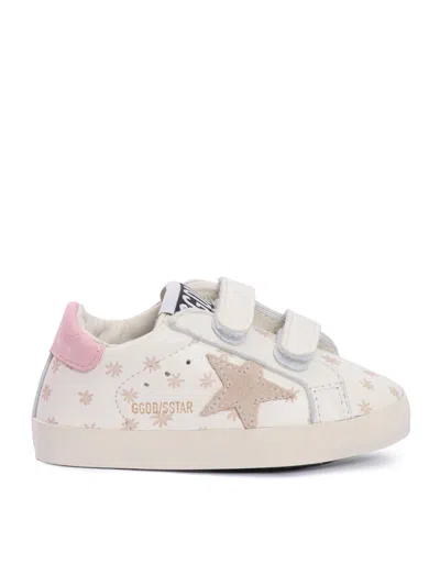 Golden Goose Kids' Baby School Nappa Upper With Prints Suede Star Leather Heel Sneakers In White