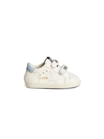 Golden Goose Baby School Leather Pre-walker Set In 白色/蓝色