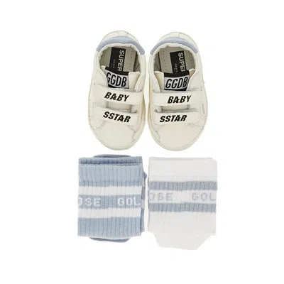 Golden Goose 'baby School' Sneakers And Socks Set Kids In Blue