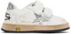 Golden Goose Junior Ball Star With Silver Glitter Star And Heel Tab In White/silver