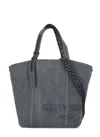 Golden Goose Grey Canvas Hand Bag With Printed Logo