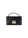 Golden Goose Structured Black Leather Handbag With Gold-tone Logo Plaque In Black