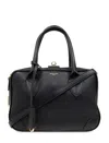Golden Goose Life Black Sheepskin Bag And Gold Details In Black