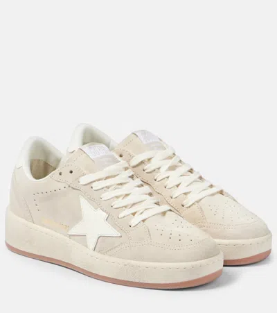 Golden Goose Ball Star 2 Leather-trimmed Suede Sneakers In Light Beige/milk