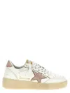 Golden Goose Ballstar Sneakers In White And Gold Leather