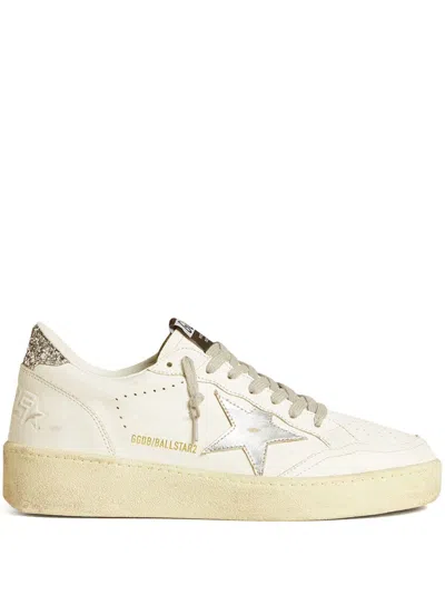 Golden Goose Ballstar 2 Leather Upper And Spur Laminated Star Glitter Heel In Black