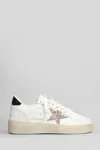 Golden Goose Ball Star 2 Sneakers With Gold Glitter Star And Black Glitter Heel Tab In White