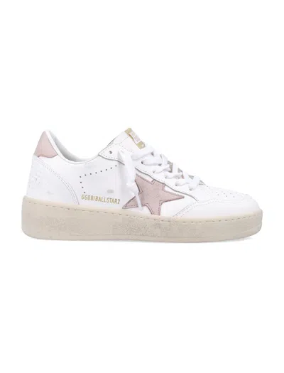 Golden Goose Ball Star 2 White Leather Sneakers In White Pink