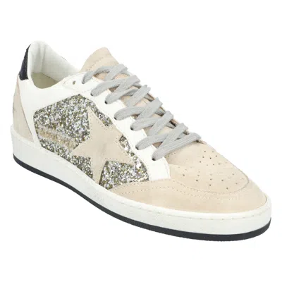 Golden Goose Ball Star Glitter Leather Sneakers In Beige