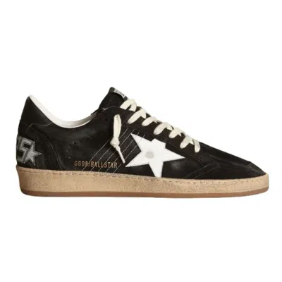 Golden Goose Ball Star Black Suede And White Leather Star Women's Sneakers In Multi