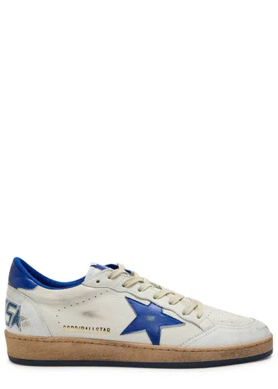 Golden Goose Ball Star Distressed Leather Sneakers In White