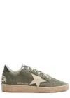 Golden Goose Ball Star Distressed Suede Sneakers In Green