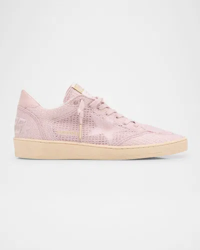 Golden Goose Ball Star Embroidered Cotton Low-top Sneakers In Pink