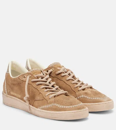 Golden Goose Distressed Tan Leather Sneakers With Stitched Star Detail In Multi