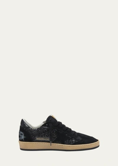 Golden Goose Ball Star Glitter And Suede Low-top Sneakers In Black