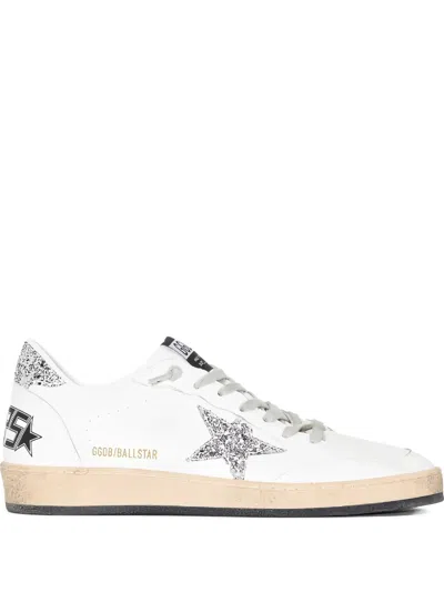 Golden Goose Ball Star Glitter Lace-up Sneakers In White