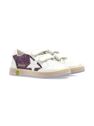 Golden Goose Kids' Ball Star Glitter-panelled Sneakers In White