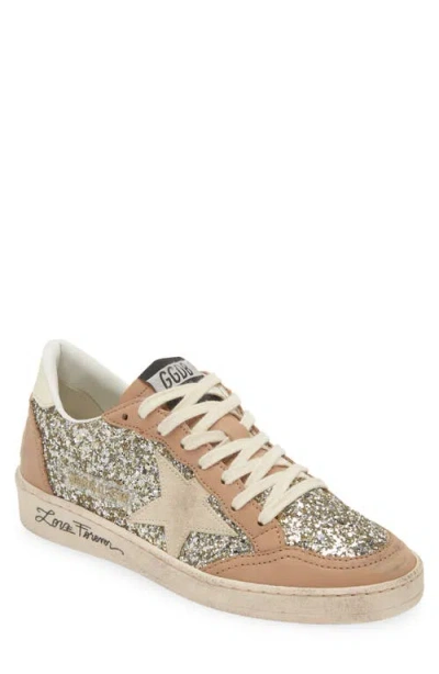 Golden Goose Ball Star Glitter Sneaker In Platinum/beige