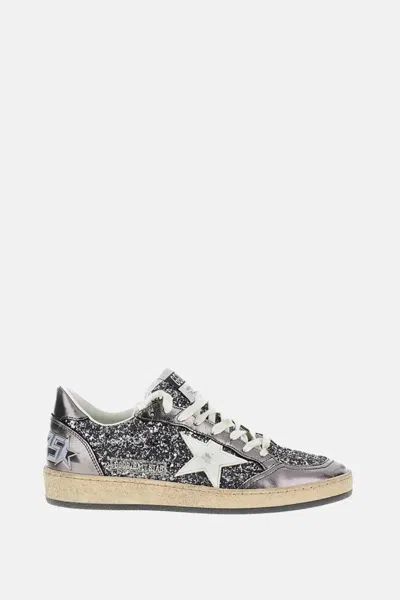 Golden Goose Ballstar Glitter Sneakers In Gray