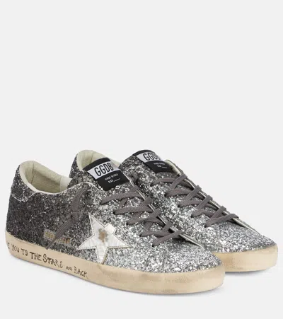 Golden Goose Ball Star Glitter Sneakers In Silver