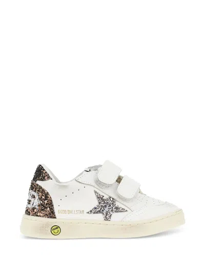 Golden Goose Babies' Ball Star Glitter-embellished Leather Sneakers In White