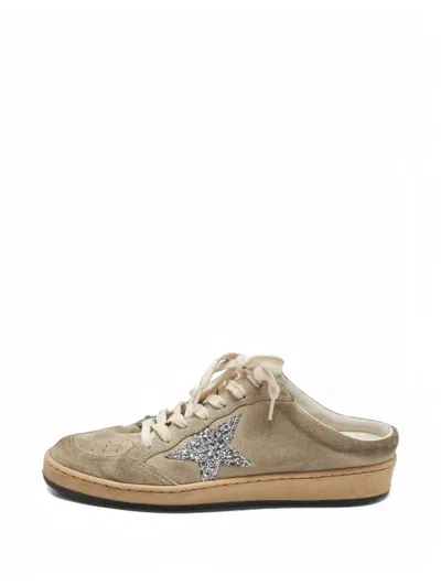 Pre-owned Golden Goose Ball Star Glitter-patch Sneakers In Neutrals