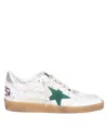 Golden Goose Leather Low Top Sneakers With Distressed Effect In White/green