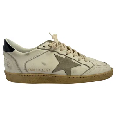 Golden Goose Ball Star In White Midnight Blue Leather In Neutral