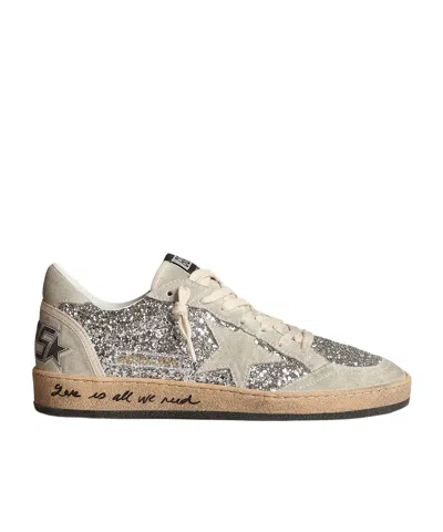 Golden Goose Ball Star Lace-up Low-cut Sneakers In Silver_ice