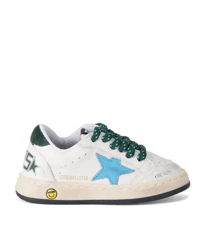 Golden Goose Kids' Ball Star Lace-up Sneakers In White/sky Blue