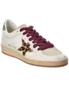 Golden Goose Ballstar White Low Top Sneakers With Glittered Star Patch On The Side And Glittered Heel With Logo L In White