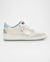 Golden Goose Ballstar Leather Sneaker In Whiteblue Fogsilver