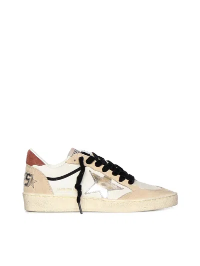 Golden Goose Ball Star Leather Upper Suede Toe And Spur Laminated Star Waxed Suede Heel Sneakers White