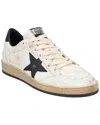 Golden Goose White And Black Leather Ball Star Low Sneakers In White
