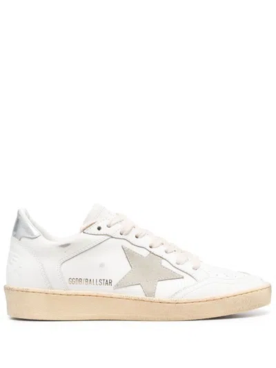 Golden Goose Ball Star Leather Sneakers In Bianco