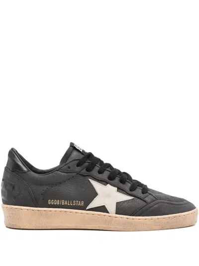 Golden Goose Men Ball Star Leather Sneakers In Black