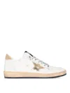 Golden Goose Ball Star Sneakers With Gold Star And Heel Tab In Blanco