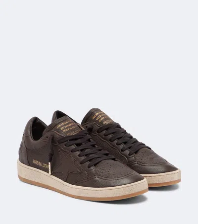 Golden Goose Ball Star Leather Sneakers In Brown