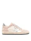 Golden Goose Ball Star Pink Trainer With Silver Glitter In Rosado Claro
