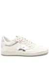 Golden Goose Ball-star White Leather Sneakers With Silver Star And Heel In Silver